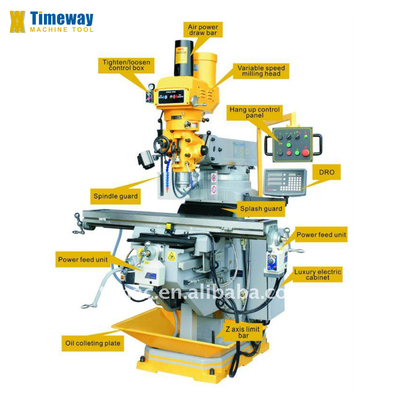 3.75kW motor de huso de potencia torreta vertical Miller cabeza giratoria fresadora para su